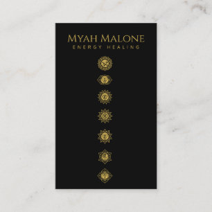 Energy Healing Seven Chakras Gold Black Spa Business Card