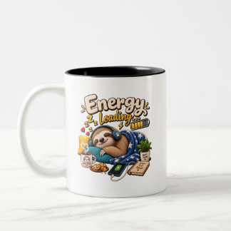 Energy Loading Sloth – Funny Sleepy Sloth Coffee Two-Tone Coffee Mug