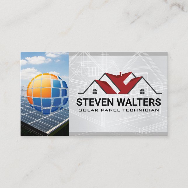 Energy Logo | Home Installation | Modern Tech Business Card (Front)