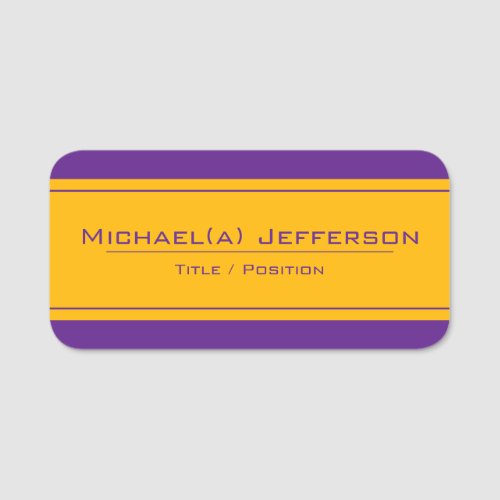 Energy  Movement Elegant Purple And Yellow_Gold Name Tag