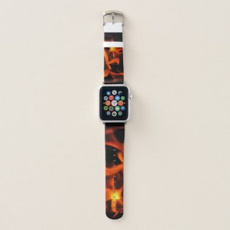 Energy of Fire in Orange Yellow and Black Flames Apple Watch Band