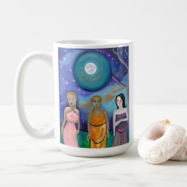 Energy of the Moon | Celestial Artwork Coffee Mug (With Donut)