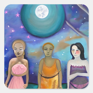 Energy of the Moon Celestial Artwork Square Sticker