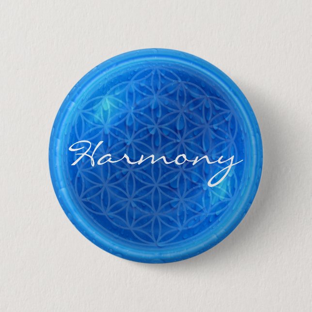 Energy Of Water with flower of life | Harmony Pinback Button (Front)