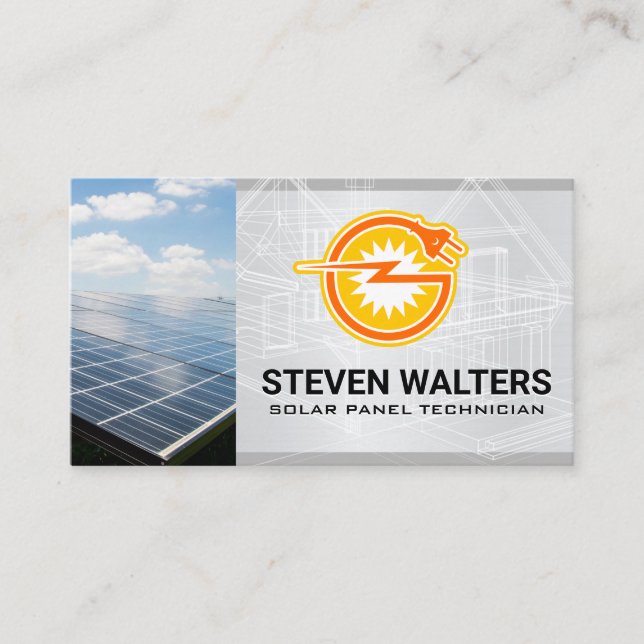 Energy Plug Blueprints | Solar Panel | Energy  Business Card (Front)
