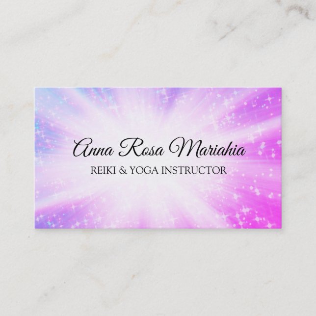 *~* Energy Rays Healing Burst Sparkles Reiki Business Card (Front)