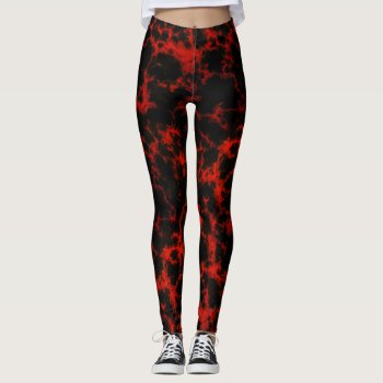 Energy Red And Black Flames Leggings by KreaturShop at Zazzle