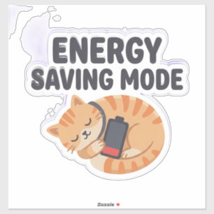 Energy Saving Mode Cute Sleepy Cat Sticker