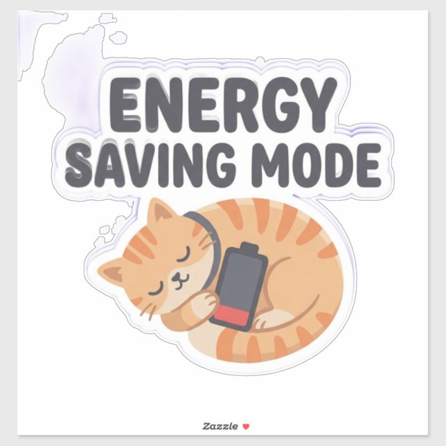 Energy Saving Mode Cute Sleepy Cat Sticker (Sheet)