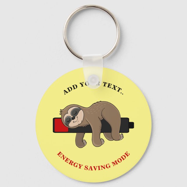 Energy Saving Mode | Funny Sloth Personalized Keychain (Front)