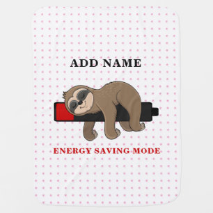 Energy Saving Mode Funny Sloth Template Baby Blanket
