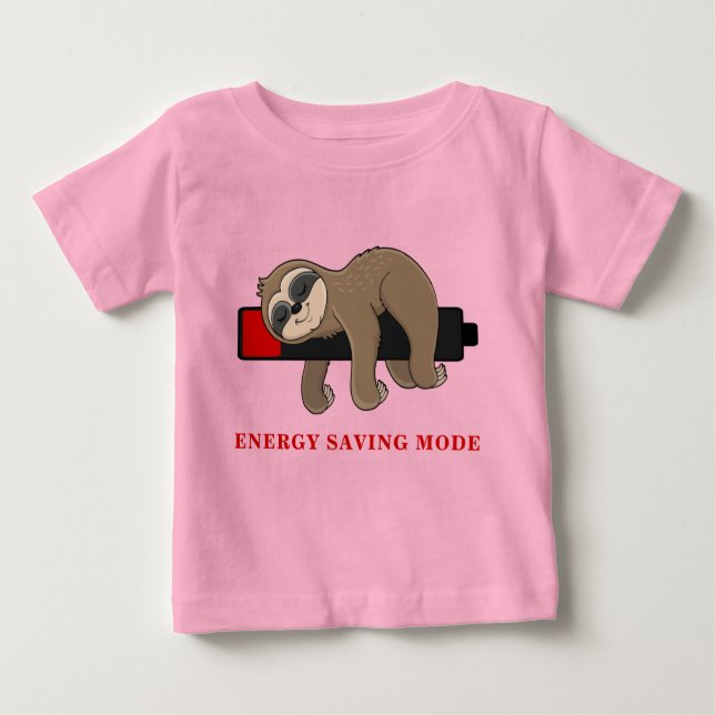 Energy Saving Mode | Funny Sloth Template  Baby T-Shirt (Front)