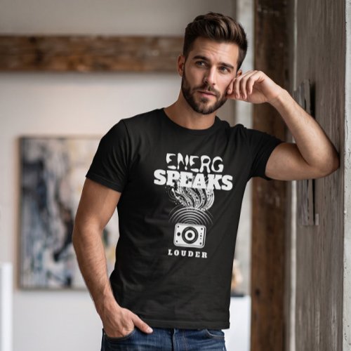 Energy Speaks Louder Speaker Graphic White T-Shirt
