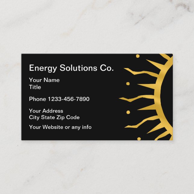 Energy Theme Sun Rays Business Card (Front)