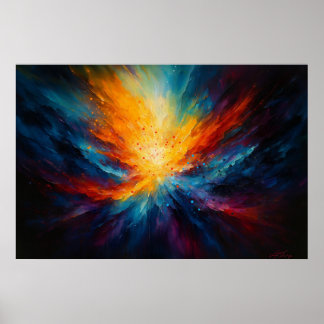 Energy Unleashed Bright Abstract Cosmic Art Poster
