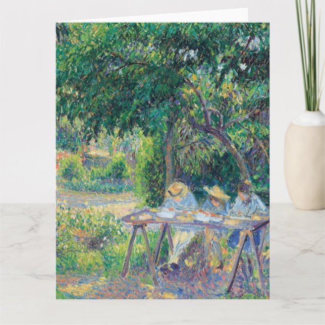 Enfants attablés dans le jardin Camille Pissarro   Card (Front)