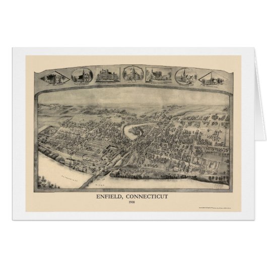 Enfield, CT Panoramic Map - 1908 Cards (Front Horizontal)