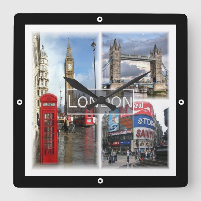 ENG048 LONDON, England, Europe, Square Wall Clock (Front)