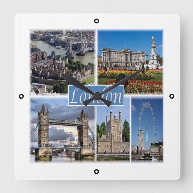 ENG056 LONDON, England, Europe, Square Wall Clock (Front)
