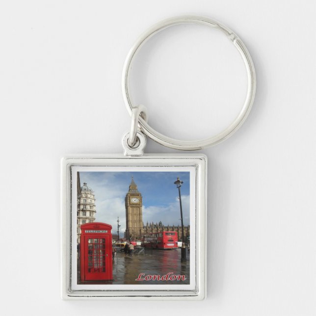 ENG063 LONDON BIG BEN, Double Decker Bus, Keychain (Front)
