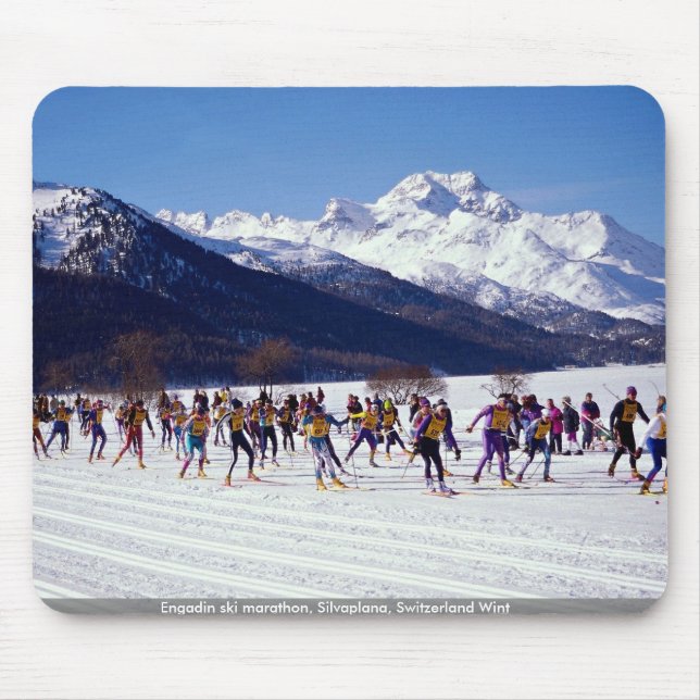 Engadin ski marathon, Silvaplana, Switzerland Wint Mouse Pad (Front)