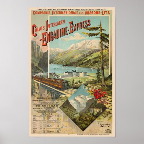 Engadine_Express Switzerland Vintage Poster 1890