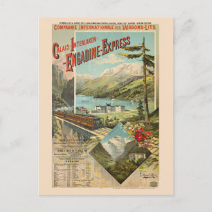 Engadine-Express Switzerland Vintage Poster 1890 Postcard