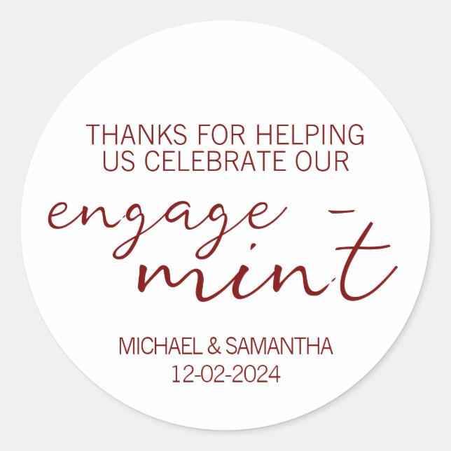 Engage-Mint Engagement Thank You Classic Round Sticker (Front)
