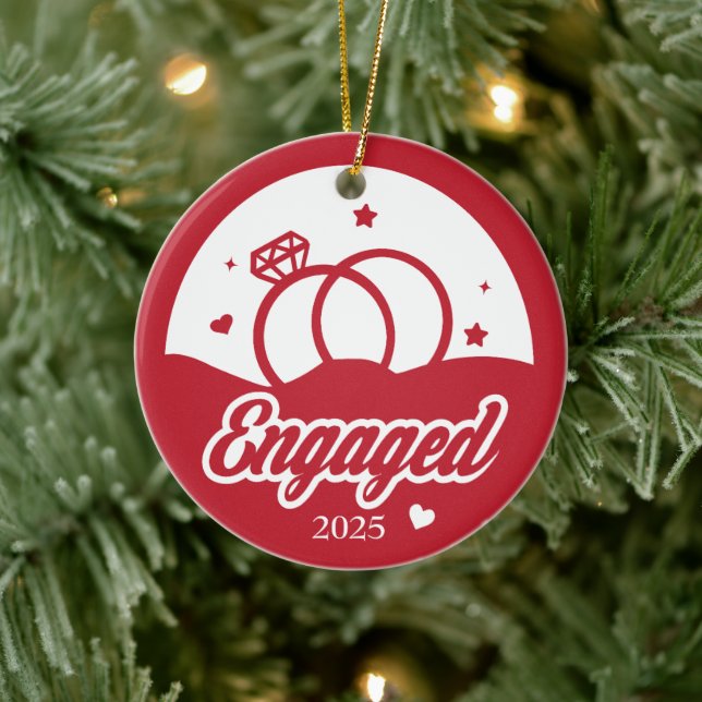 Engaged 2025 The Beginning of Forever Personalized Ceramic Ornament (Tree)