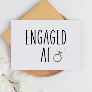 Engaged AF   Funny Minimalist Engagement Card