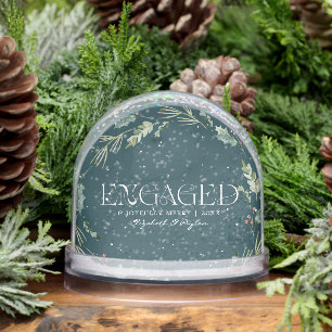 Engaged and Joyfully Merry Custom Photo Snow Globe