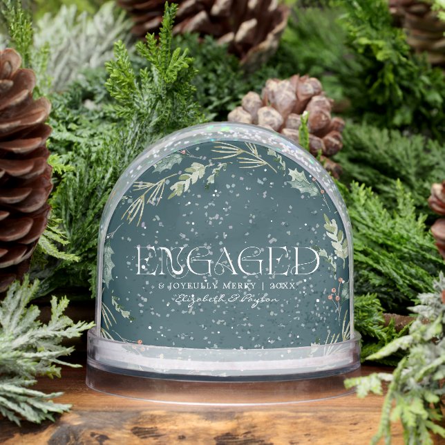 Engaged and Joyfully Merry Custom Photo Snow Globe (Winter)