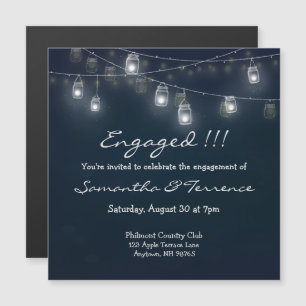 ENGAGED Cafe Lights Mason Jars Magnetic Invitation