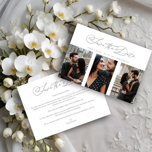 Engaged Chic Romantic Wedding 3 Photos Collage Save The Date