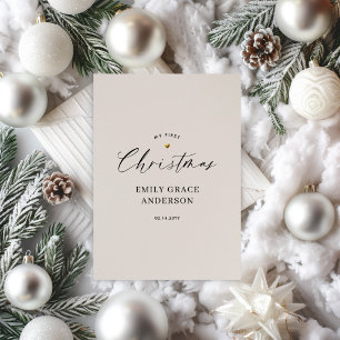 Engaged Christmas Holiday Gold Heart Personalized Card