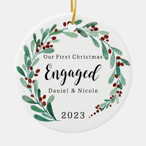 Engaged Christmas Ornament Personalized Christmas Ceramic Ornament