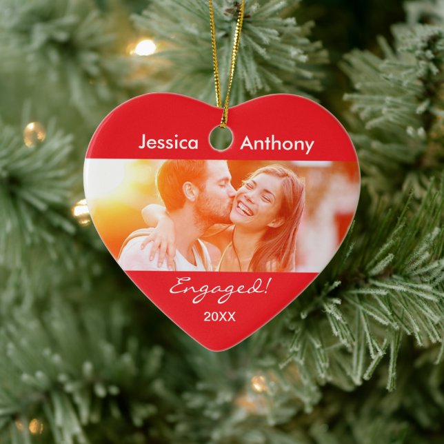 Engaged Christmas Photo Ornament (Tree)