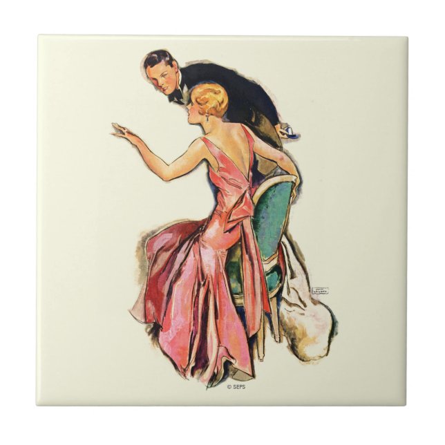 Engaged Couple Ceramic Tile (Front)