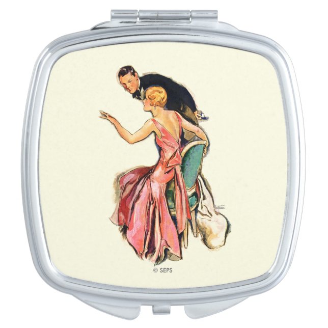 Engaged Couple Compact Mirror (Front)