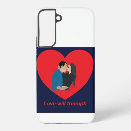 Engaged couple kissing and hugging samsung galaxy s22 case