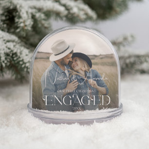 Engaged Couple Modern Photo Snow Globe
