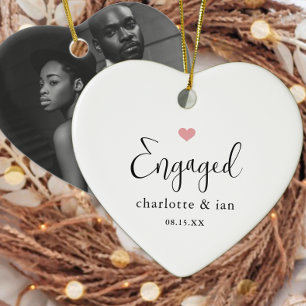 Engaged Couple Photo Keepsake  Ceramic Ornament