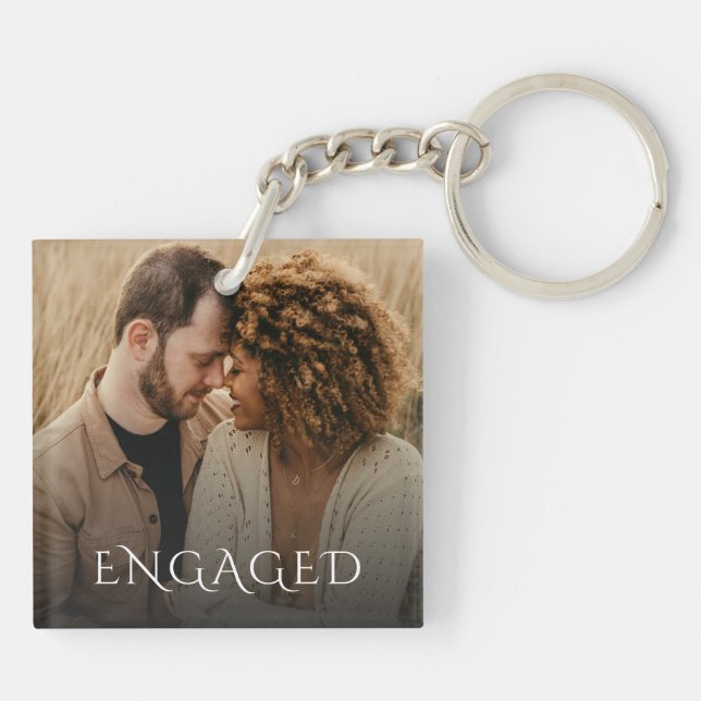 Engaged Couple Photo Keychain (Back)