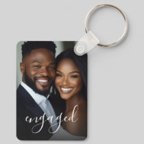 Engaged Couple Photo Keychain