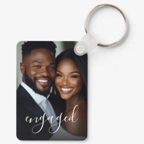 Engaged Couple Photo Keychain