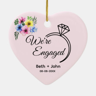 Engaged Couple Photo Ornament - Modern Christmas