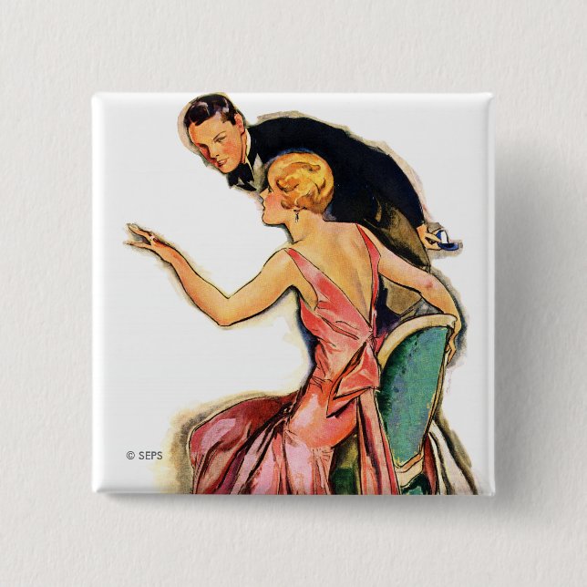 Engaged Couple Pinback Button (Front)