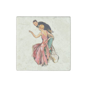 Engaged Couple Stone Magnet