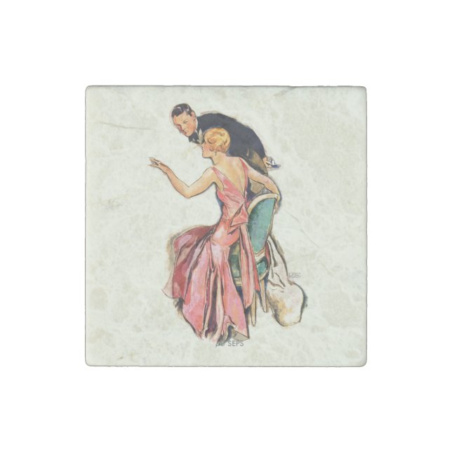 Engaged Couple Stone Magnet (Front)