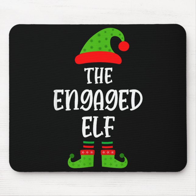 Engaged Elf Family Matching Christmas Engagement  Mouse Pad (Front)